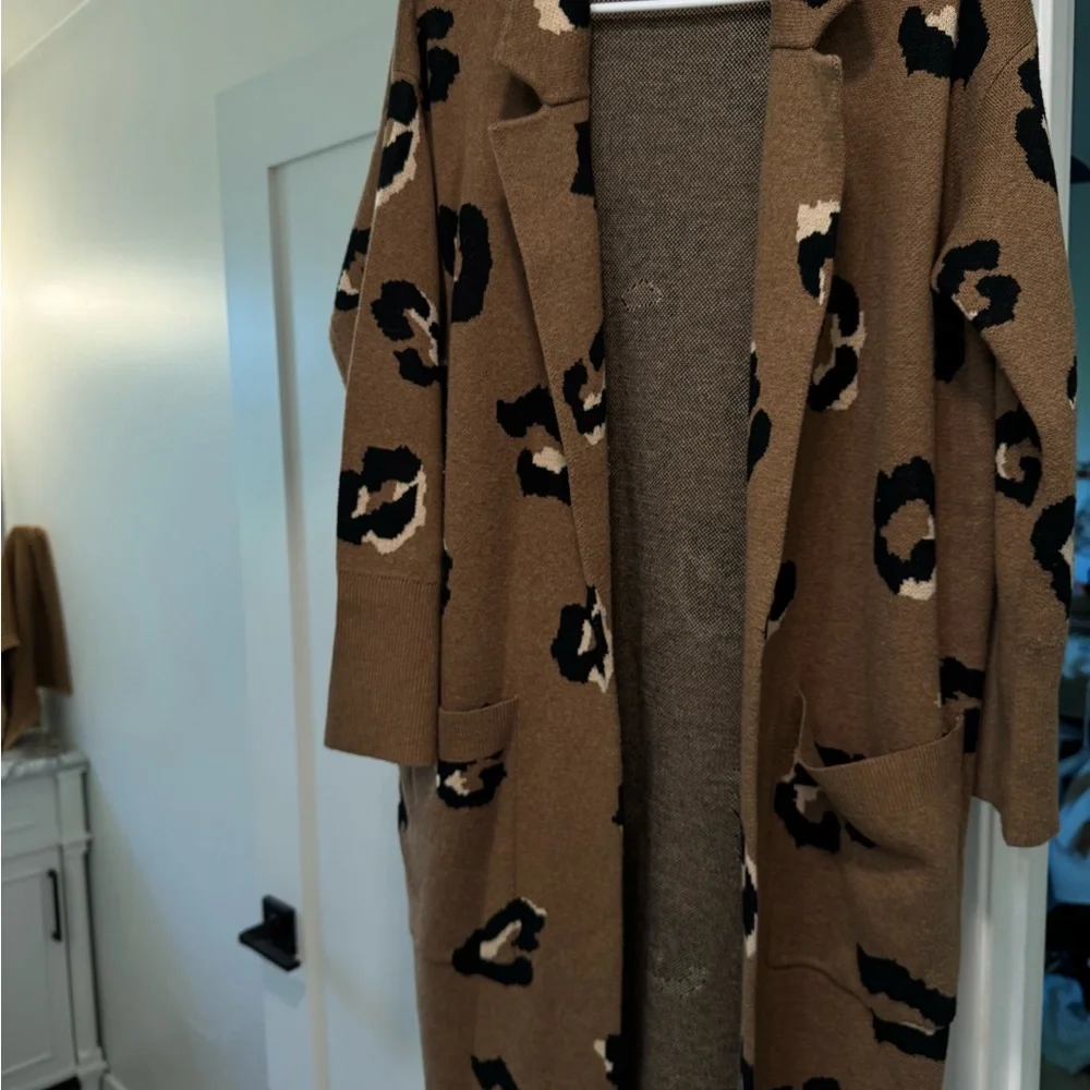 J. Crew Leopard Print Open Front Cardigan Sweater - Picture 6 of 7
